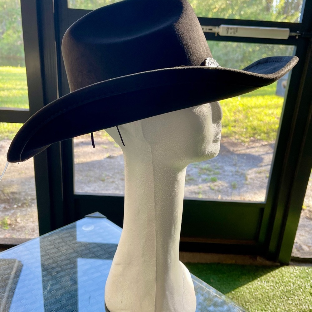 New Black Western Suede Cowboy Hat - Picture 11 of 16